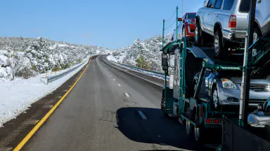 Cars on a car hauler